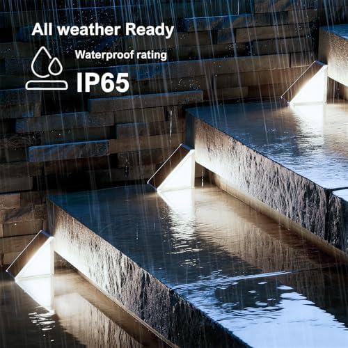 JEJOT 8 Pack Solar Step Lights Outdoor Waterproof, Solar Stair Light,Brown - Image 5