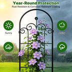LZRS 71x40in Rustic Iron Garden Trellis, Weatherproof Black Metal Arch Decorative Flower Support for Climbing Outdoor Plants, Roses, Ivy, Vegetables, Anti-Rust Heavy Duty Plant Stakes - Image 4