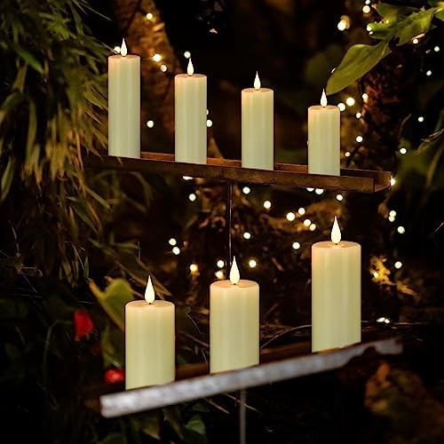 Flameless Flickering Battery OperatedPillar Candles 9PACK Ivory - Image 3
