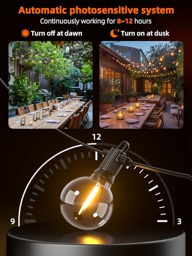 Kawaya G40 Outdoor String Lights Solar 50FT IP65 2700K LED Patio Light - Image 4