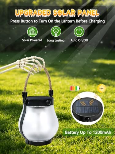 4 Pack Solar Lanterns Outdoor Waterproof Blue Solar Halloween Flame Lights - Image 5