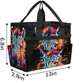Doodle Zebra Garden Tool Bag Organizer Heavy Duty Zebra Print Gardening Tote Bag with 10 Pockets for Women Men Gardening Gifts - Image 4