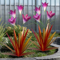 TOMBABY 32.28 Inch Metal Agave Plant Outdoor Decoration Lily Mexican Yard Art Garden Gift Home Decor Hand Painted Metal Agave Garden Yard Statue (2pc, Red) by TOMBABY