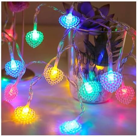 CAKERS Heart Decor String Lights|LED Silver Wire Fairy Lights|Creative Ambient Light for Party Wedding Birthday Christmas Bedroom Patio,Colorful,6m(19.6ft)-40LED-Battery by CAKERS