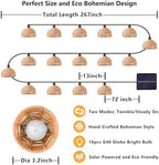TWINKVILLA Solar Rattan String Lights Outdoor, 16FT 16 LED Half-Globe Hemisphere Wicker Lanterns, IP65 Waterproof Solar Powered Patio Lights, Boho Decorative Hanging Lighting for Garden Porch Wedding - Image 5