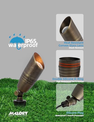 MALORY Solid Brass Landscape Spotlight 12-Pack with 5W MR16 Bulb(S02) - Image 6