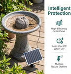 Solar Fountain for Bird Bath with Anti-Dry Protection, Resin Rock Solar Powered Bird Bath Bubbler Pump with 10 Nozzles, Realistic Stone Water Feature for Outdoor Garden Pond and Patio Decor (Gray) - Image 5