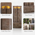 39" Outdoor Water Fountain, Modern LED Resin Water Wall Feature - Image 5