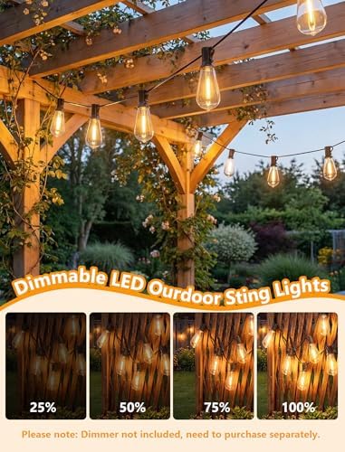 45FT Outdoor String Lights, 30 ST40 Edison LED Patio Lights - Image 3