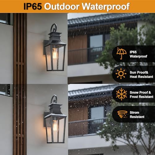 ALVIME 19" Matte Black Large Outdoor Wall Sconce - Image 4