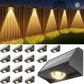 Solar Fence Lights Outdoor Waterproof Warm & Cool White & RGB（16Pack Black） by SenLuKit