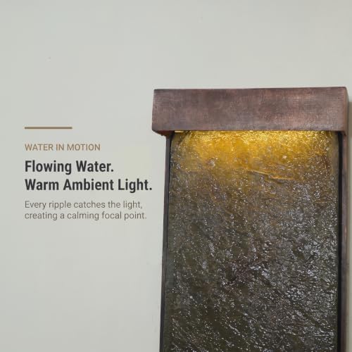 Bumilgar 39.57 in Modern Indoor Outdoor Waterfall Fountain LED Resin Copper - Image 6