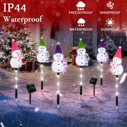 Solar Snowman Christmas Pathway Lights, Cool White, 6 Pack - Image 2
