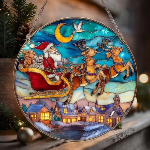 Santa Sleigh Christmas Mosaic Effect Acrylic Suncatcher - Image 5