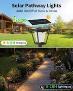 BRIMAX 6 Pack Flickering Flame Solar Pathway Light Outdoor,Dynamic & Steady - Image 2