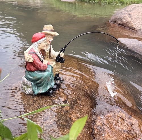 coolboy Garden Pond Couple Fishing Outdoor Statue,Yard Koi Pond Decorations - Image 4