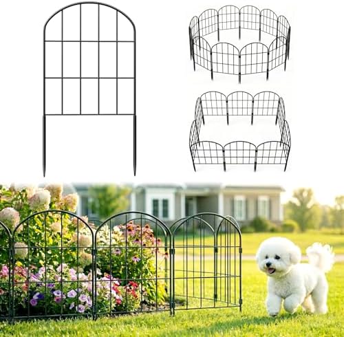 20.58ft (L) x 24in (H) Decorative Garden Fence Panels - Animal Barrier Fence No Dig Fencing Rustproof Metal Wire Edging Panel Border Apply to Dog Fencing for Yard Outdoor Decor Flower Beds by Ticanros