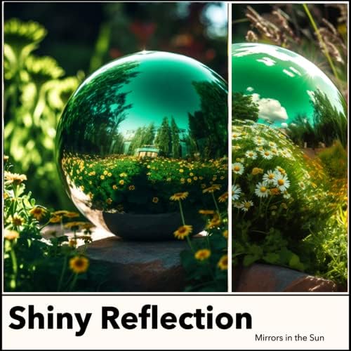 12 Inch Stainless Steel Gazing Globe,v2croft Hollow Ball Mirrored Surface Polished Shiny Sphere,Garden Stainless Steel Gazing Ball for Outdoor Lawn Pond Yard Ornament(Green) - Image 7