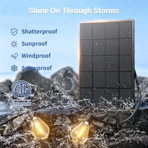 50FT Solar String Lights Outdoor Waterproof, 18+1 LED Solar Powered Lights with Remote Control, 3 Light Modes & Dimmable, USB-C Charging for Patio, Backyard, Garden, Camping - Image 4