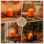 Amagic 3 Wick Extra Large Flameless Pillar Candle with Timer Remote, Orange - Image 7