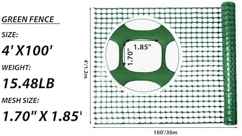 PotatoLife 4'x100' Plastic Mesh Fence for Garden with 100 Zip Ties, Green - Image 3