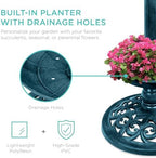 Best Choice Products Bird Bath W/Solar Light & Planter - Peacock Blue - Image 4