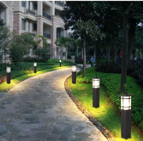 MADISH Outdoor Landscape Path Light Modern Black Waterproof Bollard Light Outside Housing Pathway Light Aluminum Walkway Lighting Hardwired E26 Sideway Post Pole Lighting Patio Porch Exterior Lawn Flo - Image 2