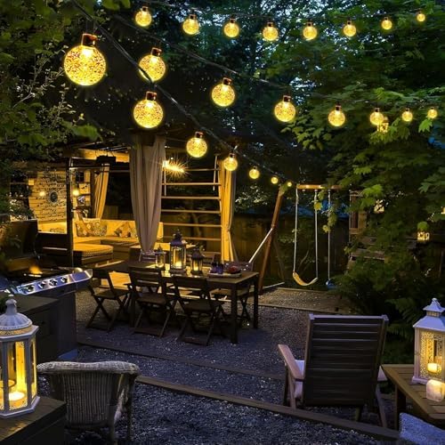 Solar String Lights Outdoor Waterproof, 1 Pack 50 LED 2.3CM 23 FT Each, Solar Powered Patio Lights with 8 Lighting Modes for Garden Yard Porch Wedding Party.. (Warm Color) - Image 4