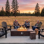 COSIEST 2-Piece Outdoor Propane Fire Table Set, Rectangle Concrete 56" x 28" Bronze Fire Pit (Certified, 50,000 BTU) w 20lb Tank Table,Waterproof Cover for Garden, Porch, Backyard - Image 3