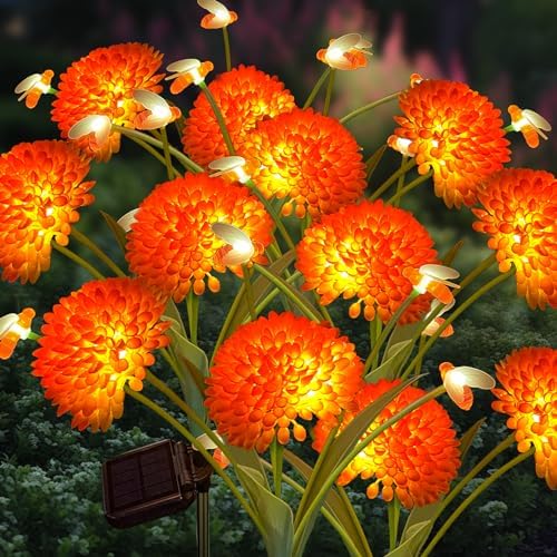 Solar Garden Lights, 8 Pack Solar Swaying Bee Lights with Flowers, Waterproof Firefly Light Outdoor for Garden Patio Yard Pathway Fall Decoration, Gifts for Women Mother's Day by MRHEPHAESTUS