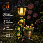 Solar Frog Garden Statue Outdoor Decor with LED Lantern & Welcome Planter - Image 6