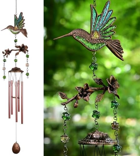 Wind Chimes for Outside, Wind Chimes Outdoor Clearance, Soothing Tones, Hummingbird Wind Chime, Memorial, Sympathy Gift, Patio, Porch, Home Décor, Modern, Art Décor, Bronze (32" Hummingbird) by Vanquer