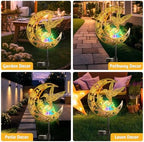 Solar Lights Outdoor Decor Hummingbird Colorful Cracked Glass Moon Lights - Image 6