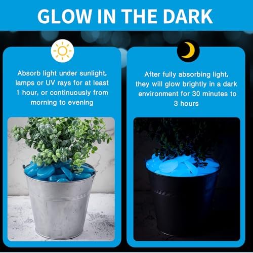 Landical 300 Pcs 1.8" Glow in the Dark Rocks for Outdoor, Dark Blue - Image 4