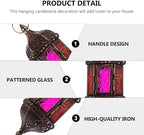 Hanging Candle Holder Lantern, Iron and Glass Moroccan Style - Image 3