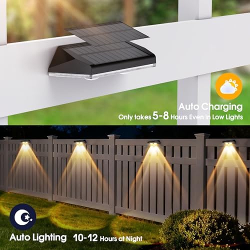 AUDLES Solar Fence Lights Outdoor Waterproof, Fence Lights Solar Powered with 3 CCT Modes, Solar Wall Light for Outside, Step, Patio, Garden, Deck, Stairs - 12 Pack - Image 6