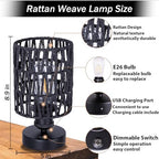 Cordless Rechargeable Outdoor Table Lamps, Battery Operated Table Lamp, Stepless Dimmable for Patio, Living Room, and Bedroom (Bulb Included) - Set of 2 (Black) - Image 3