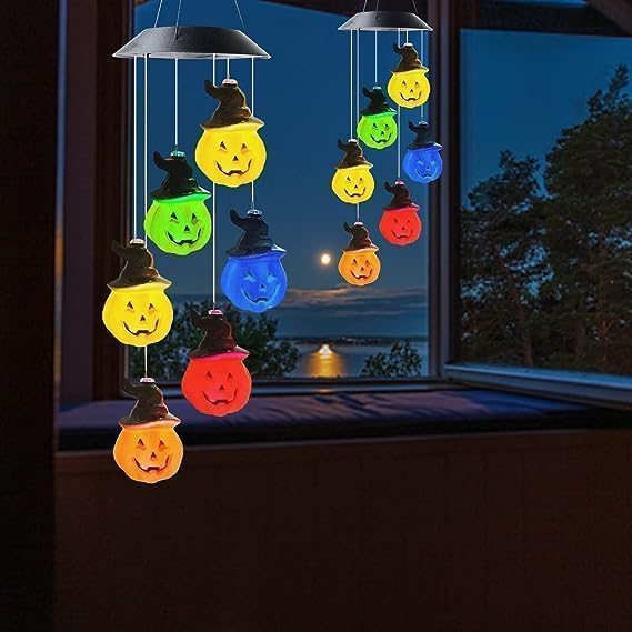 Hummingbird Solar Wind Chimes for Outside - Color Changing LED Outdoor Solar Lights Waterproof Windchimes, Home Garden Patio Yard Porch Decoration (Pumpkin) - Image 7