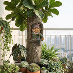Gnome Statue Tree Face Outside Yard Art Outdoor Statue, 12 Inch Elf Out of The Window Tree Decor and Yard Decorations, Whimsical Gnomes Garden Sculptures & Statues, Fairy Tree Peeker Ornaments - Image 5