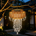 Solar Outdoor Rattan Hanging Chandelier Waterproof Hanging Pendant Light by HUYIENO