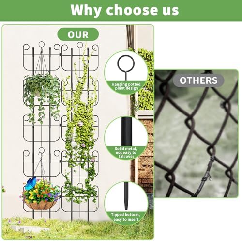 Trellis for Climbing Plants Outdoor, Expandable Heavy-Duty Metal Trellis for Raised Bed Plants, Flowers Vine Ivy, Sturdy Houseplant Pothos Plant Climber Support - Image 2