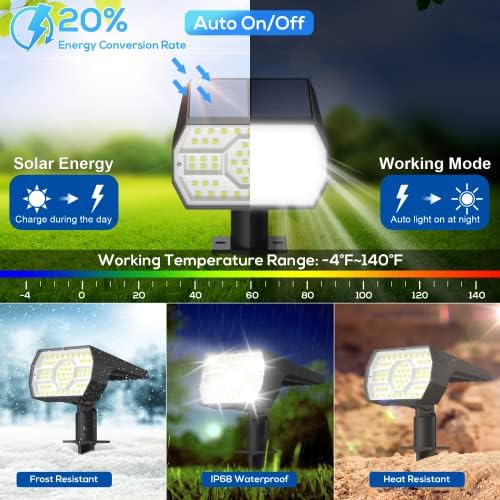 NYMPHY Solar Lights Outdoor Waterproof - 6 Pack (Cool White) - Image 3