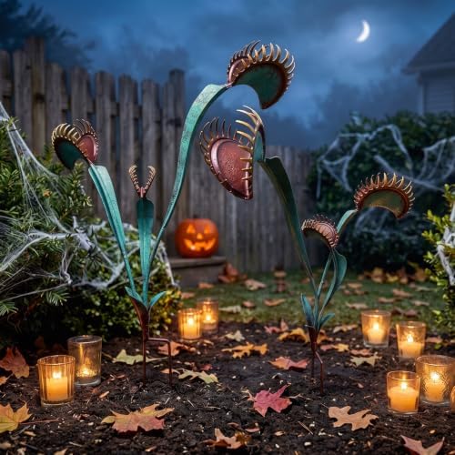 Metal Yard Art - 24inch Venus Fly Trap Garden Stake Metal Outdoor Plants - Image 4