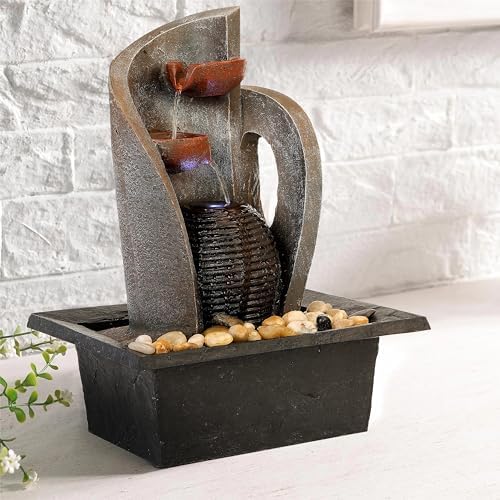 16 inch Waterfall Fountain Indoor-Tabletop Water Fountain-Outdoor Waterfall Spilling into pots Hung on monolithic Water Wall-with LED Lights-Soothing Indoor Waterfall Sounds from Water Machine - Image 6
