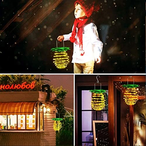 4 Pack Solar Pineapple Lights 60LED Waterproof Outdoor Hanging Funny Lights - Image 3