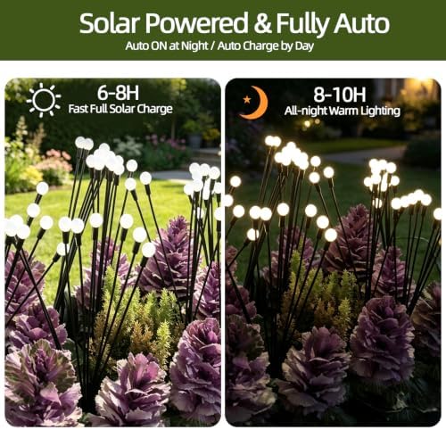 4 Pack Firefly Solar Garden Lights, Swaying Outdoor Decor for Yard - Image 3