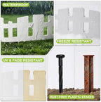 50FT Garden Edging Border, 4.5in White Picket Fence, 90 Flexible Stakes - Image 6