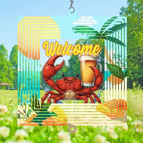 Personalized Crab Colorful Garden Wind Spinner, Custom Name 3D Kinetic Yard Ornament for Outdoor Lawn Decor Gifts by Handmadetneonsign