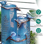32" Outdoor Water Fountain, Ceramic Outdoor Fountain, Stacked 4-Tier Vase Waterfalls for Garden, Patio, Yard, or Porch Decor, Creating Relaxing Serene Oasis, Embossed Leaf Pattern, Turquoise - Image 5