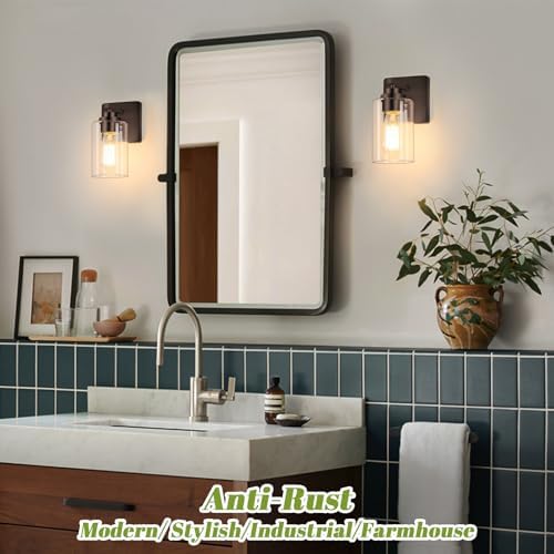 VerRon Set of 2 Wall Sconces for Bathroom, Oil Rubbed Bronze - Image 2